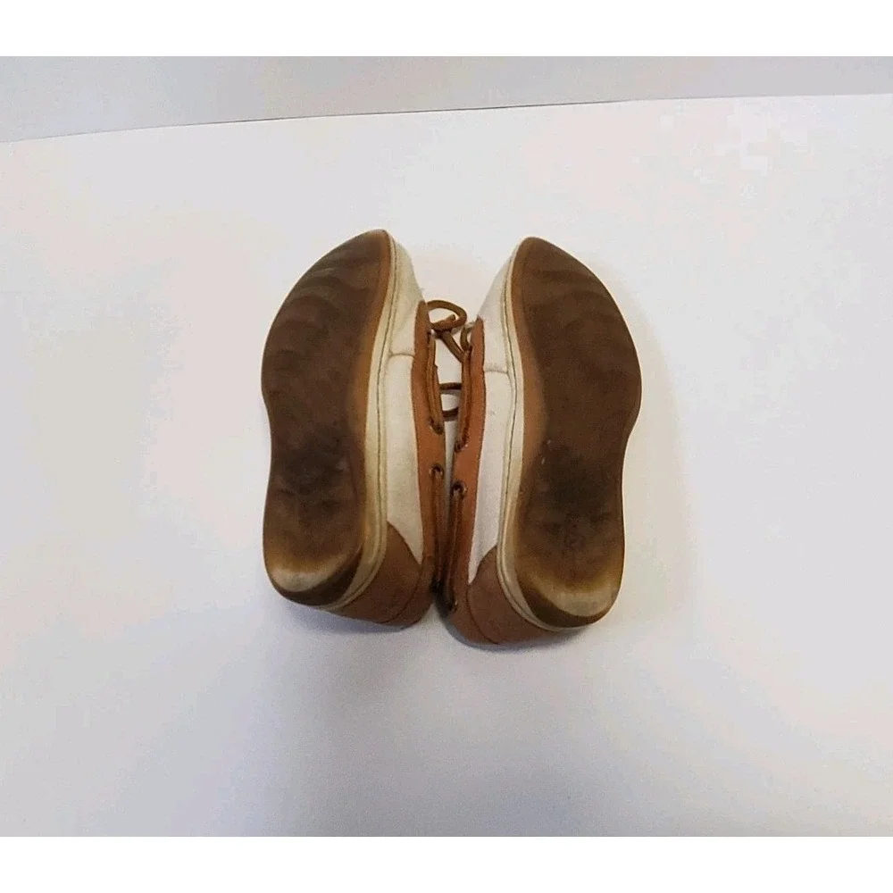 Womens Sperry Canvas and Leather Topsider Boat Shoes Size 7M Brown/Beige - Picture 11 of 12